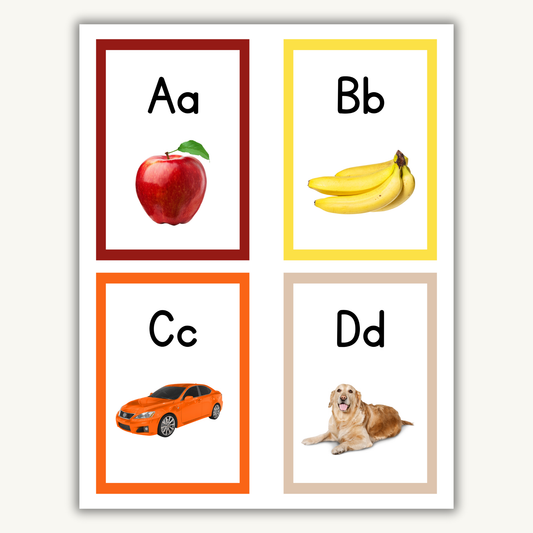 Printable alphabet flashcards for preschool and kindergarten