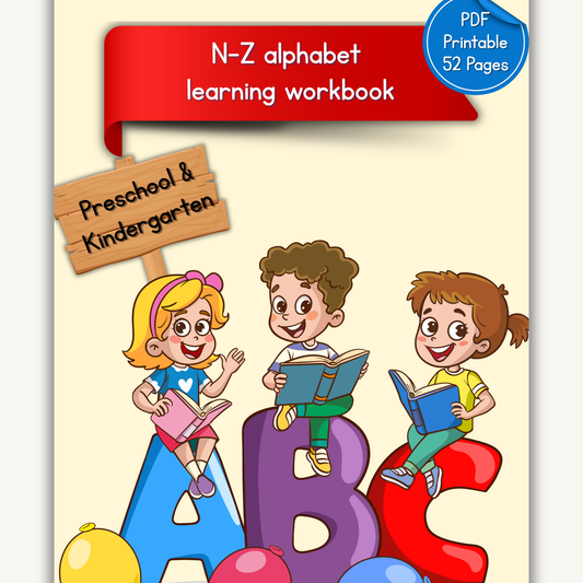 N-Z alphabet learning workbook for Preschool & kindergarten