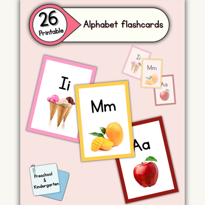 Printable alphabet flashcards for preschool and kindergarten